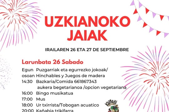 Uzkianoko Jaiak 2026 Urkabustaizen: egitaraua