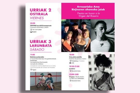 Programa Fiestas en Honor a la Virgen del Rosario 2026 en Urnieta
