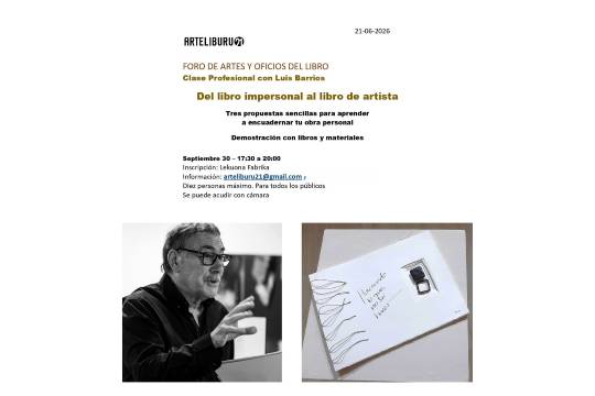 Foro de Artes y Oficios del Libro: Clase profesional con Luis Barrios